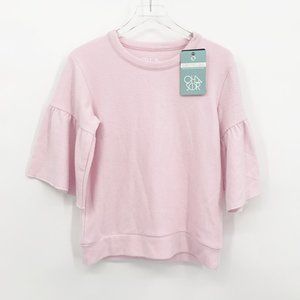 Chaser Girls Size 12 RPET Pink Knit Peplum Sleeve Top